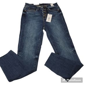 NWT Judy Blue High Waist Button Fly Skinny Raw Hem Size 7/28